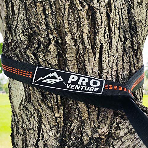 Pro Venture Hammock Straps and 2 Carabiners, 30+2 Loops, 1200lbs Breaking Strength (500lbs Rated) | 100% Non-Stretch, Lightweight, Portable Camping - Quick, Easy Setup | Heavy Duty + Tree Friendly