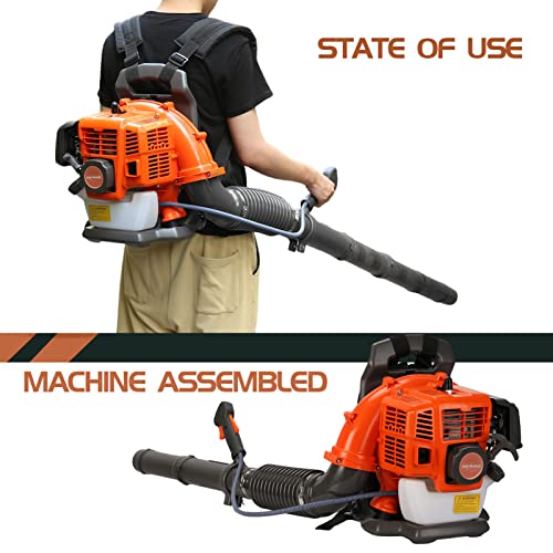 Backpack Leaf Blower Gas Powered - 52CC 550CFM 2 Stroke Backpack Gas Powered Leaf Blower, Grass Lawn Blower Air Cooling Gasoline Backpack Grass Blower, Backpack Snow Blower for Garden (52CC)