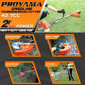 PROYAMA 42.7cc Gas Weed Wacker, 3 in 1 Weed Eater Gas Powered, Brush Cutter and Gas String Trimmer 2-Cycle Extreme Duty, Grass Trimmer 2023 Upgraded