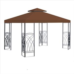 strong camel double tier replacement cover for 10’x10’gazebo canopy top patio pavilion cover sunshade polyester-brown