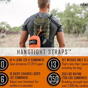 Hammock Straps for Trees with 2 Carabiners - 10 FT Tree Swing Strap - 700+ LBS Heavy Duty 32 Loops & No Stretch Camping Hammock Tree Straps - 20 FT Combined Tree Swing Hanging Kit - Natures Hangout