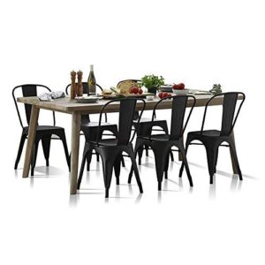 Set of 4 Metal Dining Chairs Indoor Outdoor Stackable Side Chairs Coffee Chair Classic Chic Industrial Vintage, Patio and Dining Metal Side Chairs (Black)