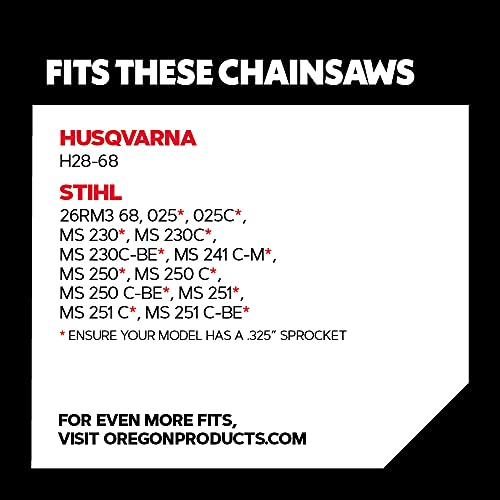 Oregon L68 ControlCut Chainsaw Chain for 18-Inch Bar, 68 Drive Links, .325" Pitch, .063" Gauge, Fits Several Stihl Models (22BPX068G),Gray