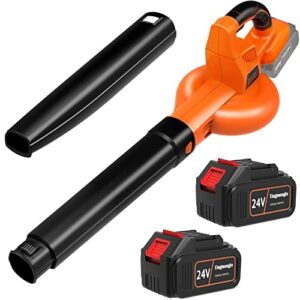 cordless leaf blower with 2 batteries & charger 320cfm,24v powerful blower battery operated for lawn care,lightweight electric leaf blower for cleaning yard,garage, patio & sidewalk