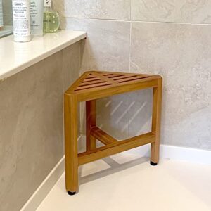 SPATEAK Asta Biro Solid Teak Shower/Bath/Spa Corner Foot Stool, Bath Corner Side Table, Fully Assembled, Collection, TB-008