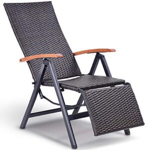 tangkula adjustable chaise lounge chair folding reclining beach yard pool rattan chair