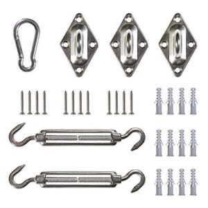 amgo triangle sun shade sail canopy installation hardware kit accessory 18 pc, 6 inches turnbuckles, 316 stainless steel, anti rust, heavy duty