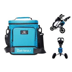 darwav golf cooler, 12-can insulated soft cooler bag, fits on golf push cart (blue)