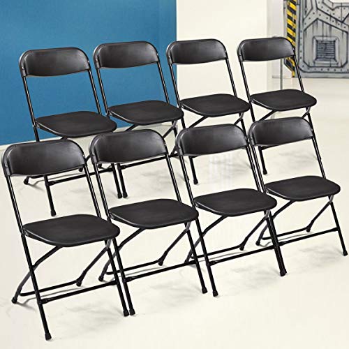 Sandinrayli Black Plastic Folding Chair Outdoor Patio Garden Wedding Party Event Furniture Chairs 8-Pack