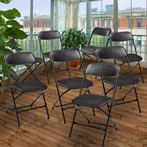 Sandinrayli Black Plastic Folding Chair Outdoor Patio Garden Wedding Party Event Furniture Chairs 8-Pack