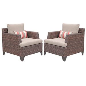 sunsitt 2-piece outdoor wicker chairs patio furniture set with cushions, 2 throw pillow and sofa cover included
