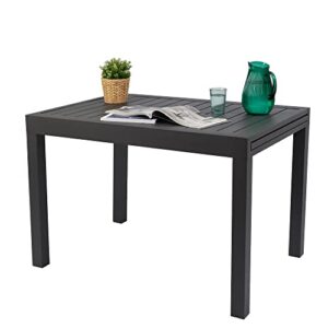 Kozyard Villa Aluminum Patio Extendable Dining Table 43"- 86" Adjustable Indoor Outdoor Furniture Rectangle Table for 4-6 Person Porch Deck Garden Dark-Grey