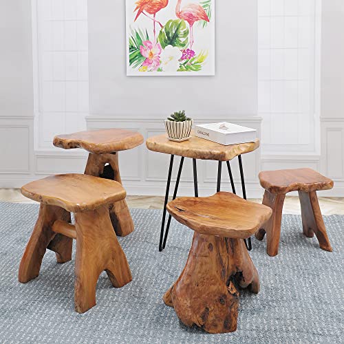 Warmaxx Cedar Natural Shape Tree Stump Stool 13.5"x12"x14"H Solid Wood End Table Rustic Plant Stand Live Edge Coffee Table for Living Room Bedroom Patio Accent Side Table Outdoor Garden Sit Foot Stool