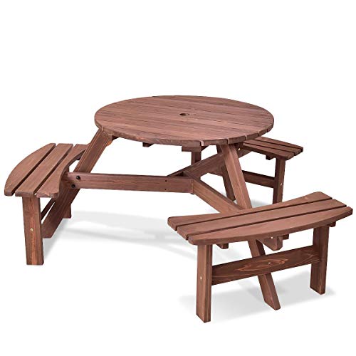 9rit_shop Entertain, Relax and Enjoy Dining with 6-Person Patio Wood Picnic Table Beer Bench Set