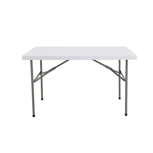 CMFTGDS 4ft Plastic Folding Table, Indoor Outdoor Folding Utility Table Plastic Dining Table for Picnic Party Camping, Portable w/Handle Fold Up Table with Lock, Adjustable Height, White