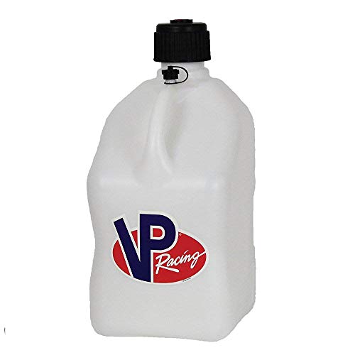 VP Racing Fuels 5 Gallon Square White Racing Utility Jug, 4 White Jugs with 4 Deluxe Filler Hoses