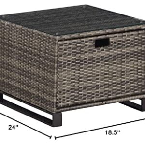 Tommy Hilfiger Oceanside Patio Rattan Outdoor Furniture Collection with All-Weather Brown Resin Wicker Frame, Porch or Pool, Garden, Side Table