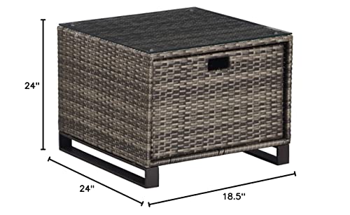 Tommy Hilfiger Oceanside Patio Rattan Outdoor Furniture Collection with All-Weather Brown Resin Wicker Frame, Porch or Pool, Garden, Side Table