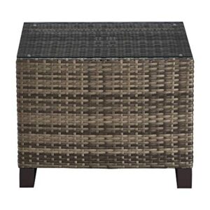 Tommy Hilfiger Oceanside Patio Rattan Outdoor Furniture Collection with All-Weather Brown Resin Wicker Frame, Porch or Pool, Garden, Side Table