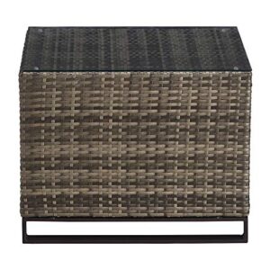 Tommy Hilfiger Oceanside Patio Rattan Outdoor Furniture Collection with All-Weather Brown Resin Wicker Frame, Porch or Pool, Garden, Side Table