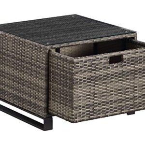 Tommy Hilfiger Oceanside Patio Rattan Outdoor Furniture Collection with All-Weather Brown Resin Wicker Frame, Porch or Pool, Garden, Side Table