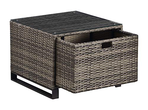 Tommy Hilfiger Oceanside Patio Rattan Outdoor Furniture Collection with All-Weather Brown Resin Wicker Frame, Porch or Pool, Garden, Side Table