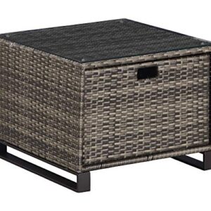 Tommy Hilfiger Oceanside Patio Rattan Outdoor Furniture Collection with All-Weather Brown Resin Wicker Frame, Porch or Pool, Garden, Side Table