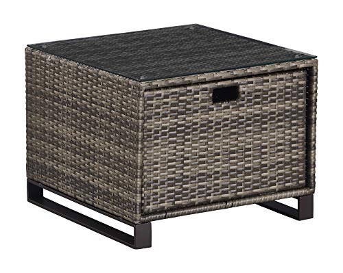 Tommy Hilfiger Oceanside Patio Rattan Outdoor Furniture Collection with All-Weather Brown Resin Wicker Frame, Porch or Pool, Garden, Side Table