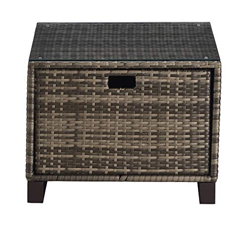 Tommy Hilfiger Oceanside Patio Rattan Outdoor Furniture Collection with All-Weather Brown Resin Wicker Frame, Porch or Pool, Garden, Side Table