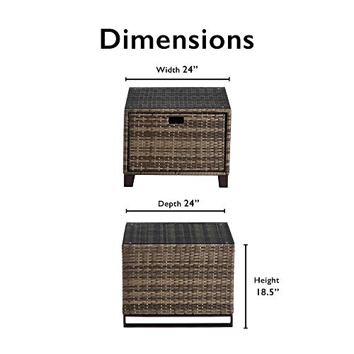 Tommy Hilfiger Oceanside Patio Rattan Outdoor Furniture Collection with All-Weather Brown Resin Wicker Frame, Porch or Pool, Garden, Side Table