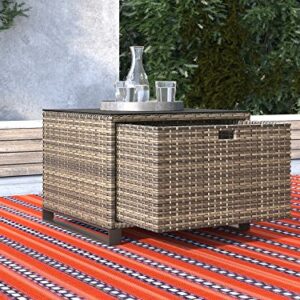 Tommy Hilfiger Oceanside Patio Rattan Outdoor Furniture Collection with All-Weather Brown Resin Wicker Frame, Porch or Pool, Garden, Side Table