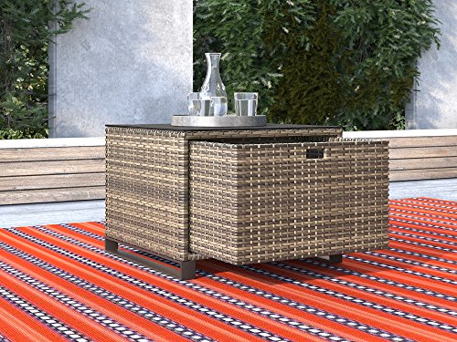 Tommy Hilfiger Oceanside Patio Rattan Outdoor Furniture Collection with All-Weather Brown Resin Wicker Frame, Porch or Pool, Garden, Side Table