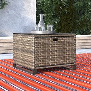 Tommy Hilfiger Oceanside Patio Rattan Outdoor Furniture Collection with All-Weather Brown Resin Wicker Frame, Porch or Pool, Garden, Side Table