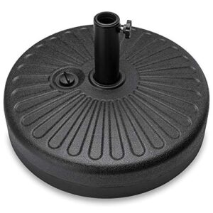 best choice products fillable umbrella base stand round plastic patio umbrella pole holder for outdoor, lawn, garden, 55lbs weight capacity – black