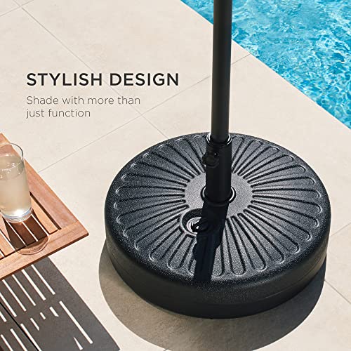 Best Choice Products Fillable Umbrella Base Stand Round Plastic Patio Umbrella Pole Holder for Outdoor, Lawn, Garden, 55lbs Weight Capacity - Black