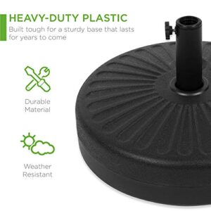 Best Choice Products Fillable Umbrella Base Stand Round Plastic Patio Umbrella Pole Holder for Outdoor, Lawn, Garden, 55lbs Weight Capacity - Black
