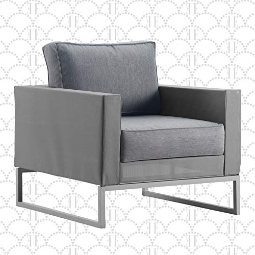 Elle Decor Tropez Mesh Outdoor Patio Furniture Collection with Metal Frame Arm Chair, Gray