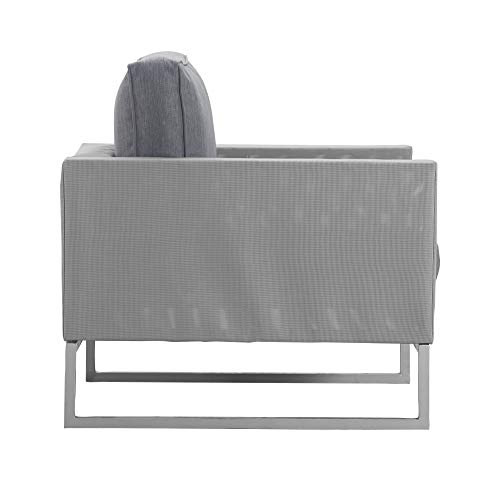 Elle Decor Tropez Mesh Outdoor Patio Furniture Collection with Metal Frame Arm Chair, Gray