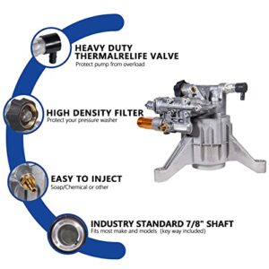 TOOLCY 7/8" Shaft Vertical Pressure Washer Pump - Max 3100 PSI @ 2.5 GPM OEM & Power Washer Pump for Gas Washer - Pre-Filling Gear Oil - More Replacements: Simpson, Ryobi, Honda, etc.