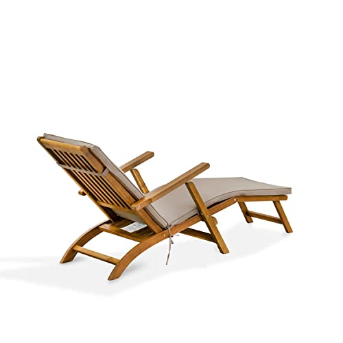 East West Furniture BSLCDNA Salinas Patio Chaise Lounge - Outdoor Acacia Wood Sunlounger Chairs for Poolside, Deck, Lawn, 59x21x35 Inch, Natural Oil