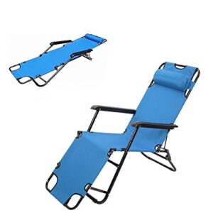 folding patio lounge recliners for pool side outdoor yard beach (from us, blue)