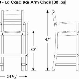 POLYWOOD TD202GY La Casa Café Bar Arm Chair, Slate Grey