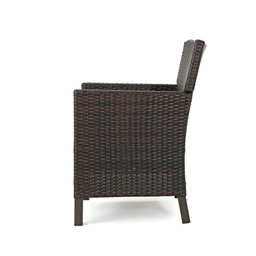 Christopher Knight Home Cypress Outdoor Wicker Dining Chairs with Water Resistant Cushions, 2-Pcs Set, Multibrown / Light Brown