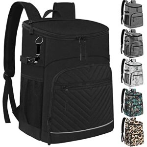 cooler backpack insulated leakproof waterproof backpack cooler bag 30 cans, large capacity lightweight travel camping beach drink beverage beer bag cooler ice chest for men and women, black