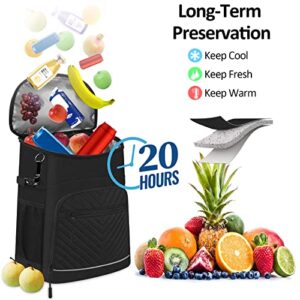 Cooler Backpack Insulated Leakproof Waterproof Backpack Cooler Bag 30 Cans, Large Capacity Lightweight Travel Camping Beach Drink Beverage Beer Bag Cooler Ice Chest for Men and Women, Black