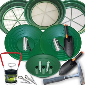 asr outdoor 19pc ultimate gold panning kit with classifier screens, gold pans, rock pick