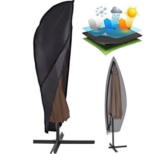 Offset Umbrella Cover, Patio Umbrella Cover for 9ft to 13ft Cantilever Parasol Outdoor Market Umbrellas Cover with Zipper and Water Resistant Fabric Dark