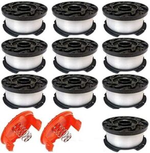 0.065″ line string trimmer autofeed replacement spool,af-100 line string trimmer, 30ft weed eater spool replacement spool for string trimmer, for black and decker models (10 spools+2 caps)12 pack