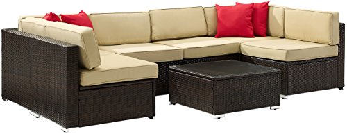 Crosley Furniture KO70146-BR Sea Island Sectional Set, Khaki