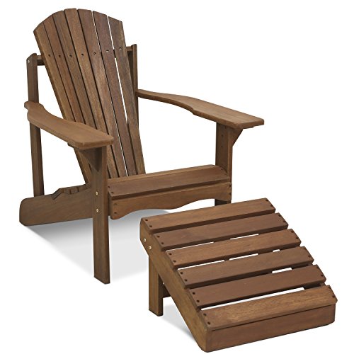 Furinno FG16918 Tioman Hardwood Patio Furniture Adirondack Chair in Teak Oil, Large, Natural